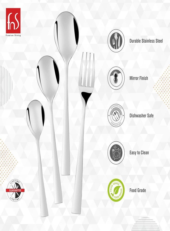 FnS Slim Line Premium Stainless Steel 24 pcs Cutlery Set with Hanging Stand (6 Dinner Spoons, 6 Dinner Forks, 6 Tea Spoons & 6 Baby Spoons & 1 Cutlery Stand) - Image 4